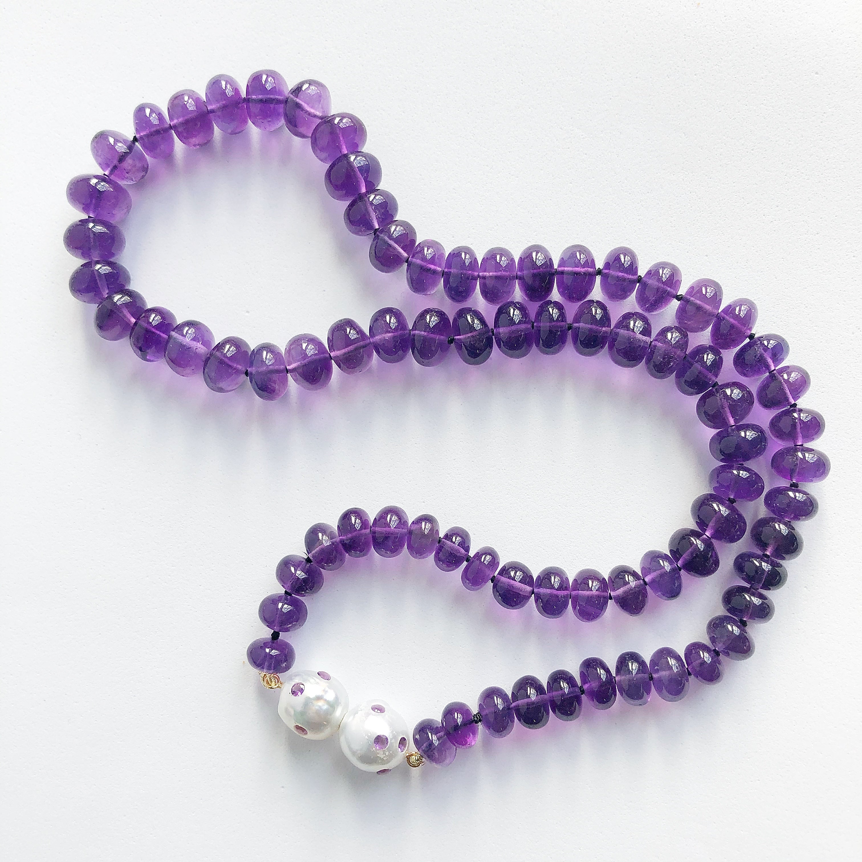 White Baroque South Sea Pearls and Amethyst Gemstone Clasp on an Amet –  Judi McCormick Jewelry